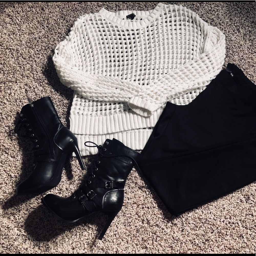 White EXPRESS crochet sweater